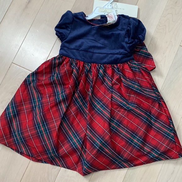 Max Studio girls navy plaid dress with a doll dress - Picture 6 of 10